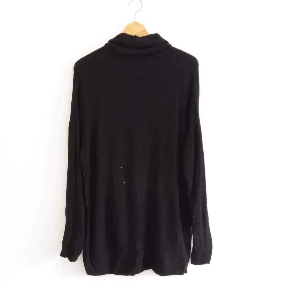 j.jill Black Rhinestone Turtleneck Tunic Sweater